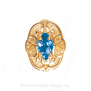 GS465 BT - 14 Karat Gold Blue Topaz Slide 